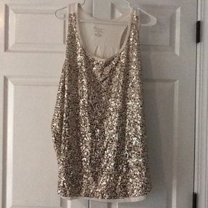 Gold sequined cream tank